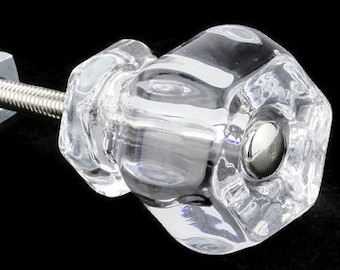 Tirador de armario de cristal transparente estilo victoriano, 3,2 cm (1 1/4")
