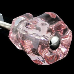 Set Of 6 Pink Vintage Style Depression Glass Cabinet Knobs Drawer Pulls Victorian Furniture Restoration Retro Shabby Chic Kids Girls