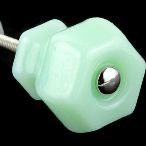 Green Milk Glass Knobs Etsy