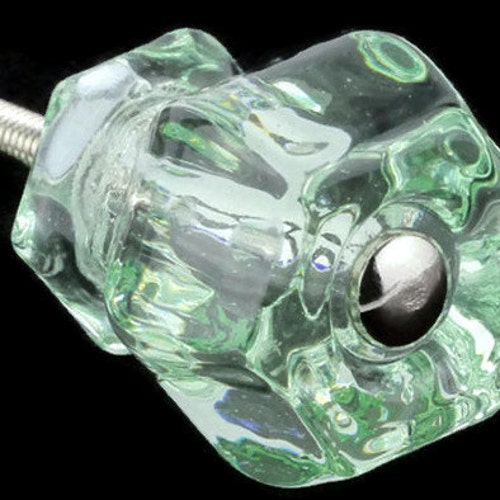 Set Of 2 Coke Bottle Green Vintage Antique Style Depression Glass Cabinet Knobs Drawer Pulls Victorian Furniture Restoration Retro Shabby