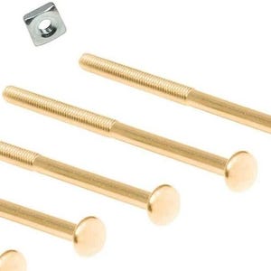 2&quot; Screws for small 1&quot; and medium 1.25 &quot; Depression Era Glass Knobs and pulls, Nut and Bolt Sets  for Antique knobs  Brass Finish