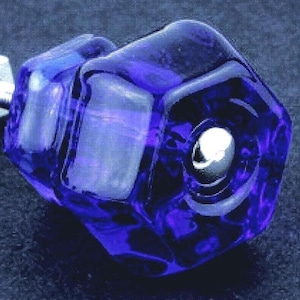 Large Cobalt Blue Depression Glass Cabinet Knob Vintage Antique Style Drawer Pulls Victorian Furniture Restoration Retro Shabby  XL 1.5"