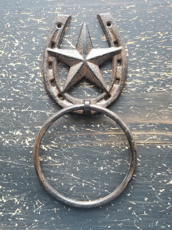 Cast Iron Towel Ring Holder Towel Hook Western Cowboy Decor Texas