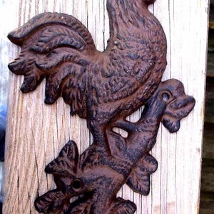 Cast Iron Rooster Wall Hook, Rustic Farmhouse Decor