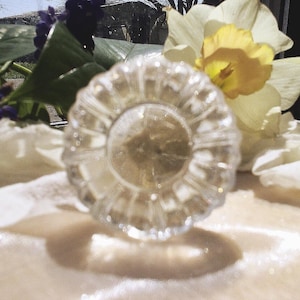 1 Crystal Clear Glass Cabinet Knob Drawer Pull Hardware Victorian Era Style