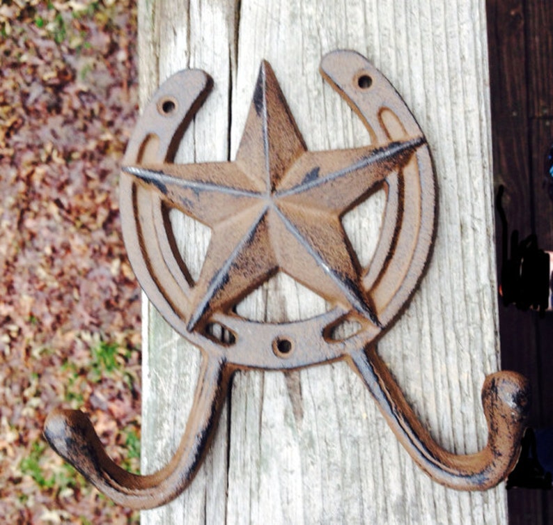 Western Wall Hook Iron Wall Hook Texas Star Barn Star Horse Etsy