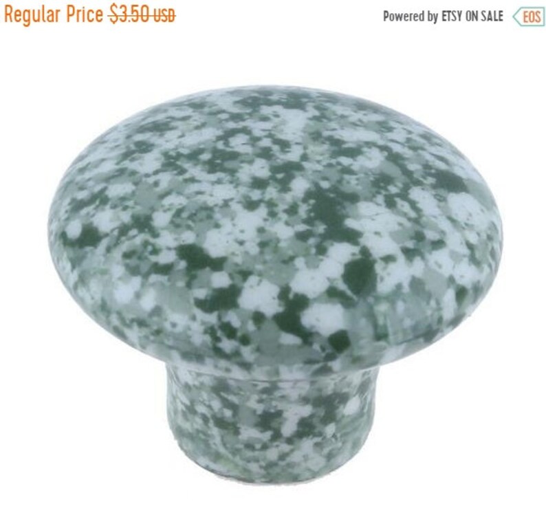 On Ceramic Cabinet Knobs Drawer Pull Green White Image 0