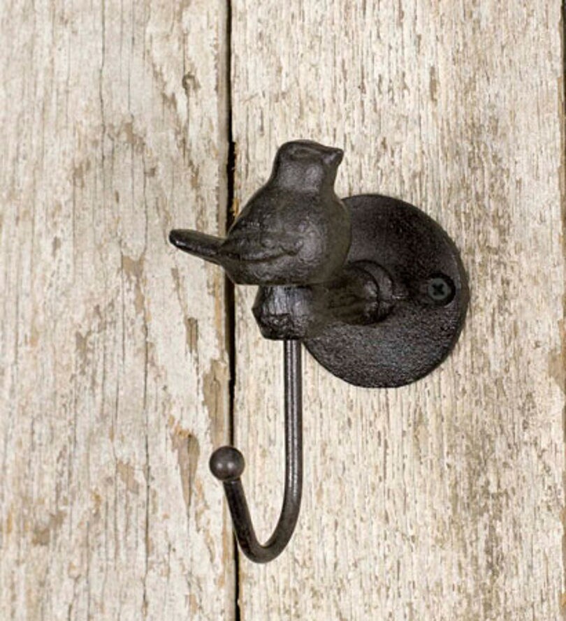 Cast Iron Bird Wall Hook Songbird Coat Hanger Towel Holder Hat