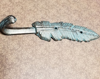 Cast Iron Feather Shaped Wall Hook, Key Holder, Coat Hook, Hat Hook Umbrella holder Quill, Housewarming, and Wedding Gifts, Dog Leash holder