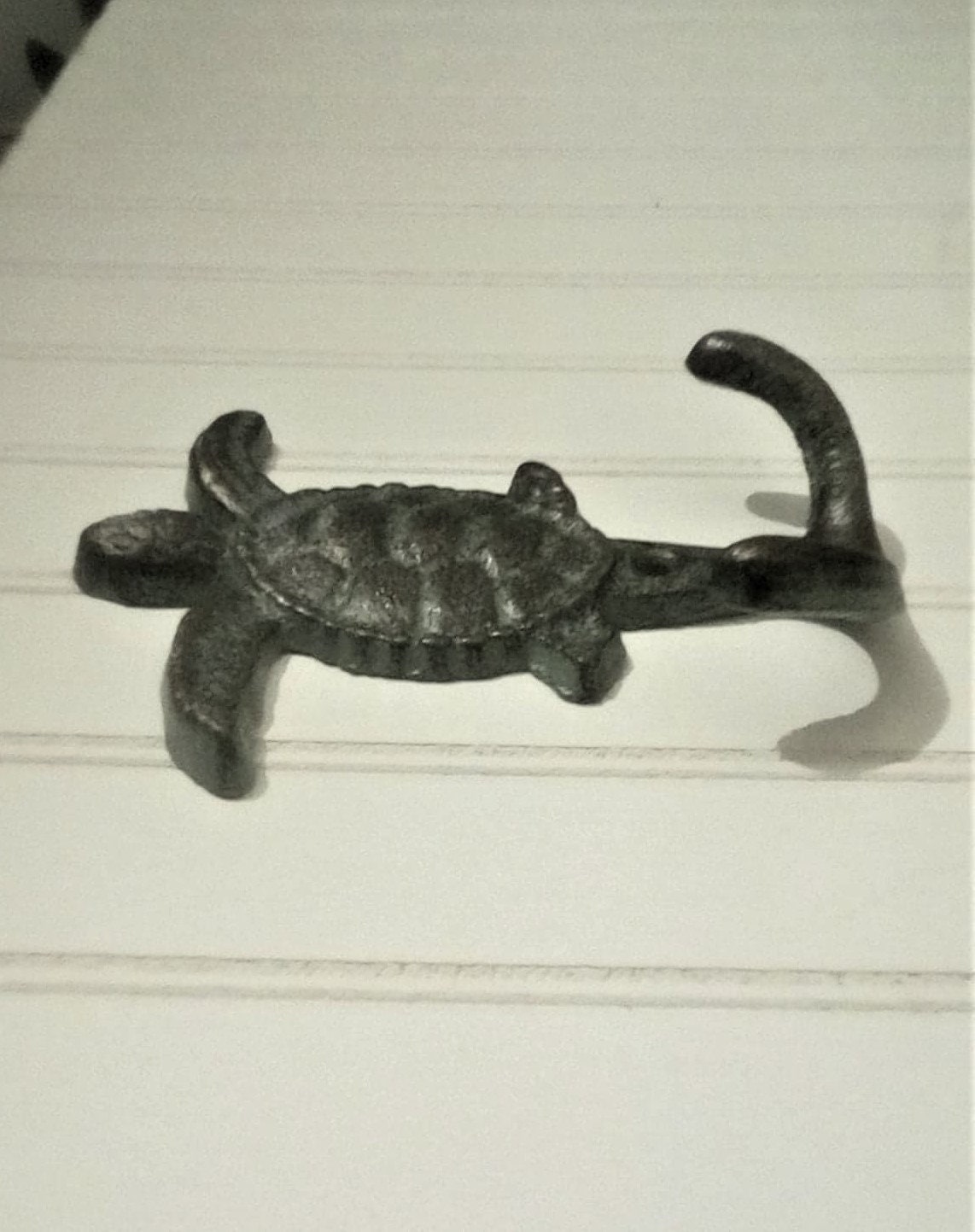 Antiqued Iron Sea Turtle Wall Hook Verdigris Finish Double Etsy