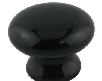Black Ceramic Cabinet Knob  Drawer Pull  Door Knob 1-1/2"