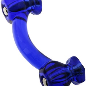 1 Cobalt Blue Glass Cabinet Handle Drawer Pull Depression Era Style Vintage Decor Antique Furniture Restoration Hardware Retro 3&quot; Centers