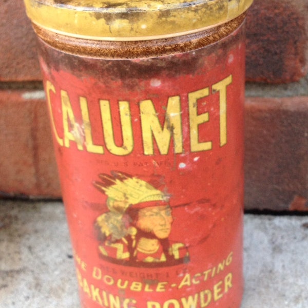 Vintage Calumet Baking Powder Advertising Can Tin Retro Kitchen Decor Primitive Farm Decor Kitchen Tins Antique Kitchen Decor