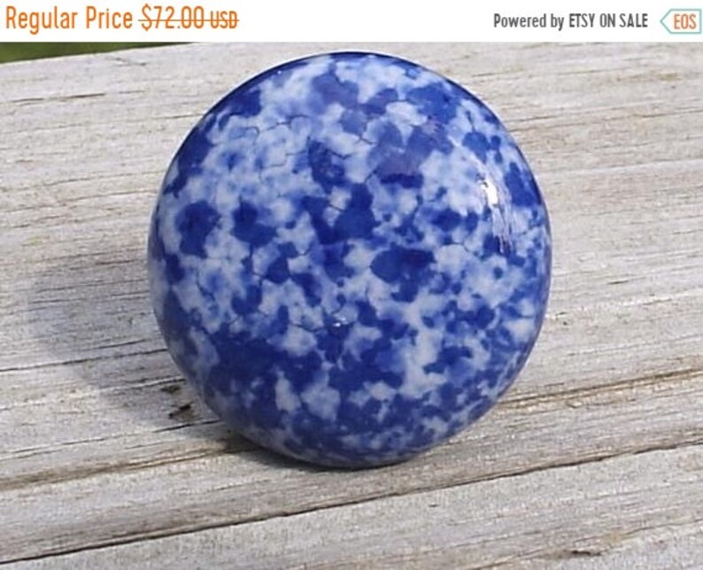 On Sale 24 Blue And White Speckled Ceramic Cabinet Knobs Etsy