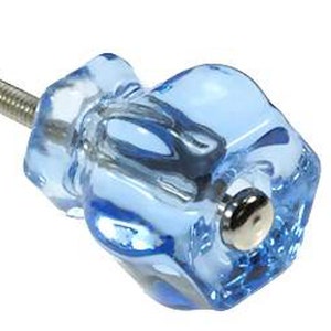 Ice Blue Glass Cabinet Knobs Antique Depression Era Drawer Pulls Vintage Furniture Restoration Retro Shabby Chic