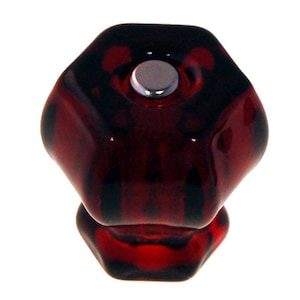 1 Ruby Red Vintage Antique Style Depression Glass Cabinet Knob Drawer Pulls  Victorian Furniture Restoration Retro Shabby Chic