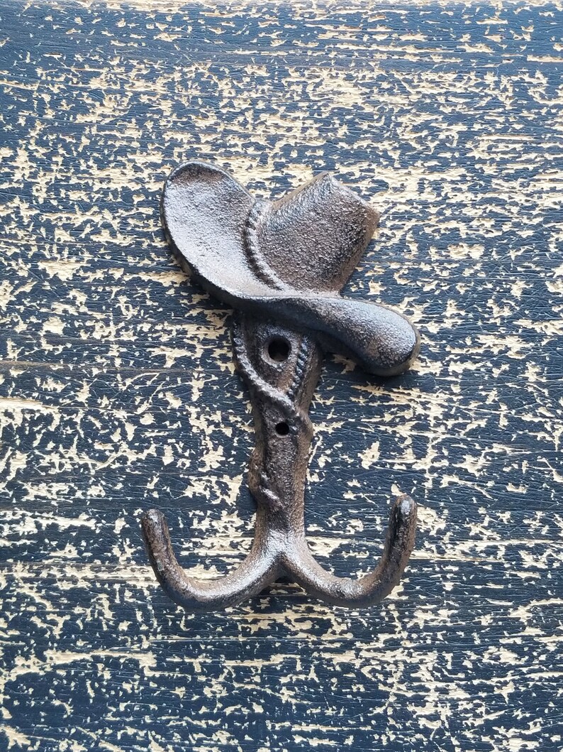 Iron Cowboy Hat Hook Western Wall Hook Towel Holder Towel Etsy