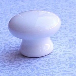 1 -1/4" White Ceramic Cabinet Knob with a flared Bottom Classic  Vintage Antique style  SM 1.25" size