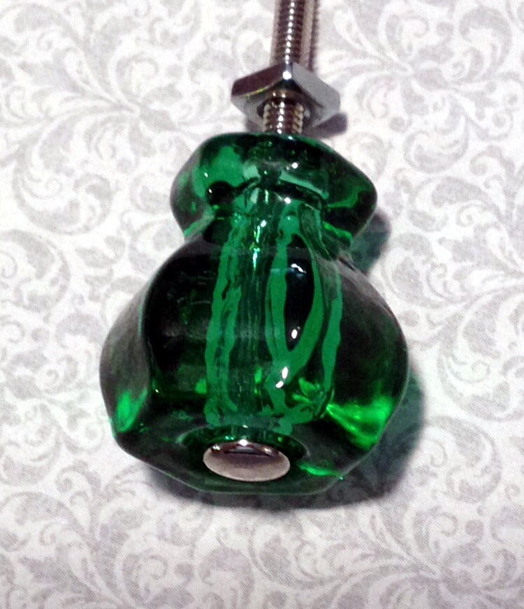 Emerald Glass Knob Green Glass Knobs Antique Etsy