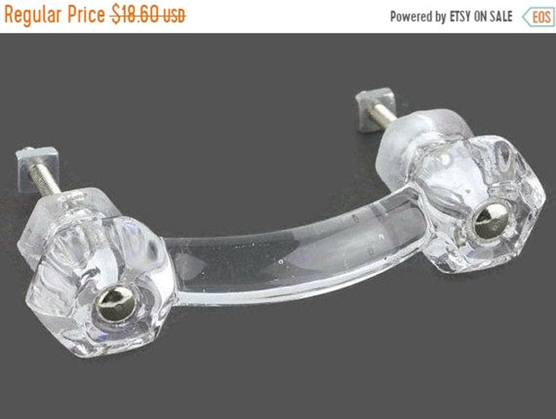 On 2 Crystal Clear Glass Drawer Pulls Dresser Handles Door Vintage Antique Style Period Hardware For Furniure 3 Centers