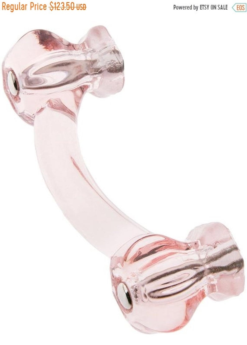 On Sale 12 Pink Glass Drawer Pulls plus 7 matching knobs