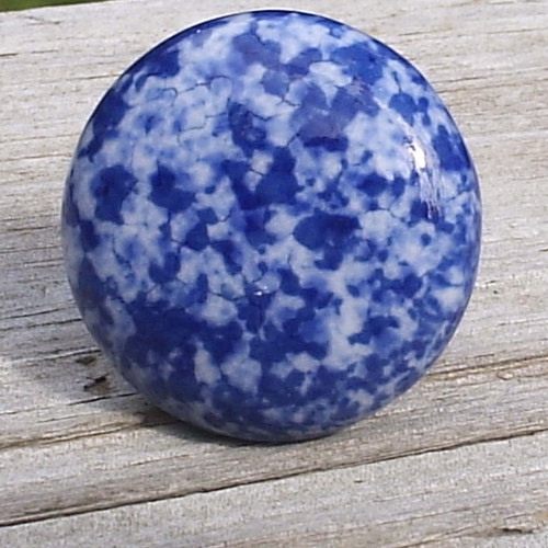 Set of 2 Speckled Ceramic Knob Drawer Pull Blue Etsy
