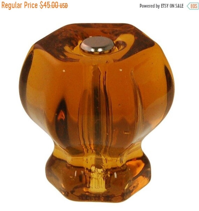 On Set Of 10 Amber Vintage Antique Style Depression Glass Image 0