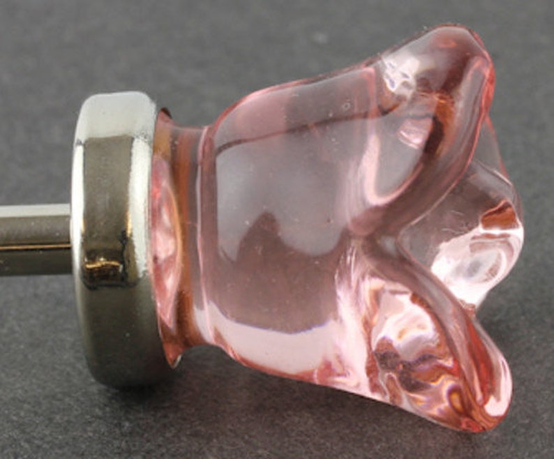Glass Knob Drawer Pull Rose Flower Pink furniture Etsy
