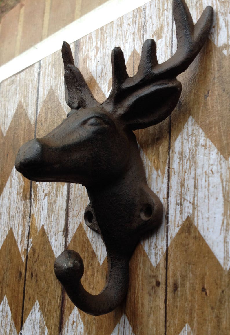 Cast Iron Deer Head Wall Hook Stag Elk Coat Hook Hanger Rack Etsy