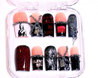 Silent Hill 2 Themed Handmade Reusable Press on Nails