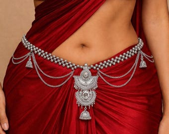 Oxidized Silver Kamarpatta Belly Chain: Indian Wedding Waistbelt | Gift for her