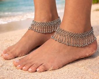 Oxidised Silver Anklet Pair for Women | Indian Ghungroo Payal | Boho  Ankle Bracelet | Handmade Jewelry