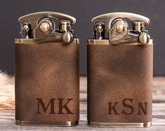 Custom Leather Lighter – Personalized Engraved Lighter, Father’s Day gift, Groomsmen gift, Gift for Him