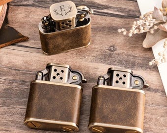 Personalized Leather Lighter, Engraved Lighter Zippo Style, Unique Father's Day Gift, Groomsmen Gift, Gift for Men