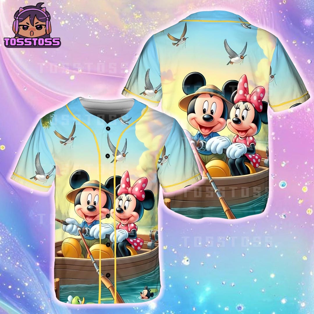 Minnie Baseball Mickey Minnie Baseball Jersey, Cartoon Boat Scene Jersey, Summer ...