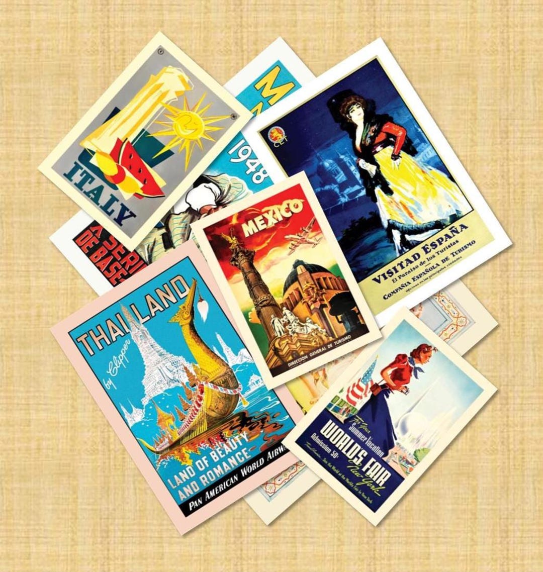 Vintage World Postcards Set of 15 | Classic Travel Series - Etsy