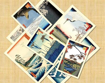 Japanese Art Postcards Set of 12 | Classic Japan Illustrations Collection