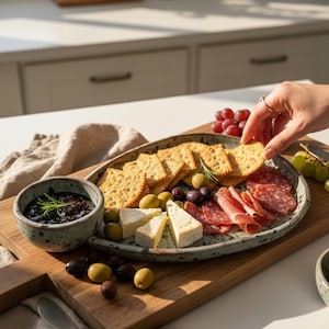 Handgemaakt keramisch snackbord, voorgerechtbord, uniek servies