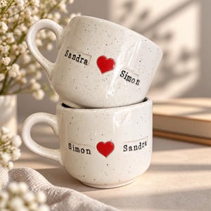 Tazza in ceramica maculata fatta a mano, tazza da caffè personalizzabile con nome, ceramica minimalista