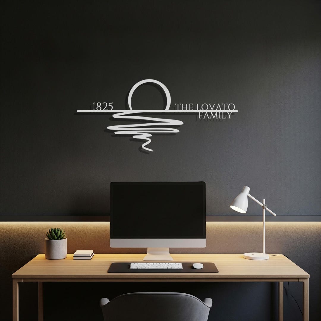 Custom Metal Family Name Wall Art, Modern Minimal Line Design ...