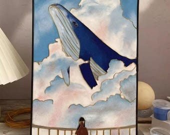 Kit de pintura de esmalte cloisonné para manualidades - Ballena entre nubes - Estilo relajante y onírico - Todas las herramientas incluidas - Perfecto para románticos