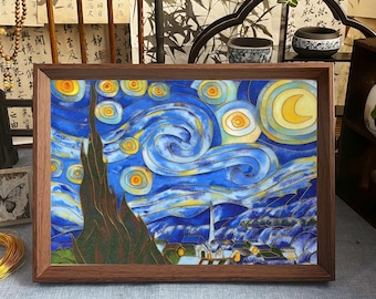 Kit de pintura de esmalte cloisonné para manualidades - Arte con arena de cielo estrellado - Postimpresionista - Todas las herramientas incluidas - Perfecto para familias