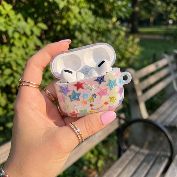 Colorful Star AirPods Case, Cute Glitter Star AirPods Cover, Aesthetic AirPods Pro Case, Kawaii AirPods Case, Y2K Star Earbuds Case