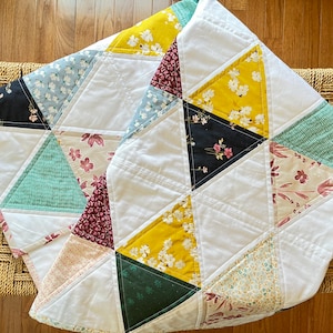 Triangle Quilt Baby Girl Quilt Modern Baby Quilt For Sale