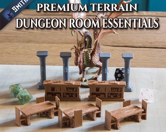 Terreno de resina para miniaturas de DnD: mesas, estanterías y pilares para juegos de rol de mesa de 28 mm