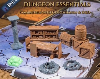 Archivos STL del MEGA PAQUETE de terreno de mazmorra: muebles, botín y trampas para DnD y Gloomhaven
