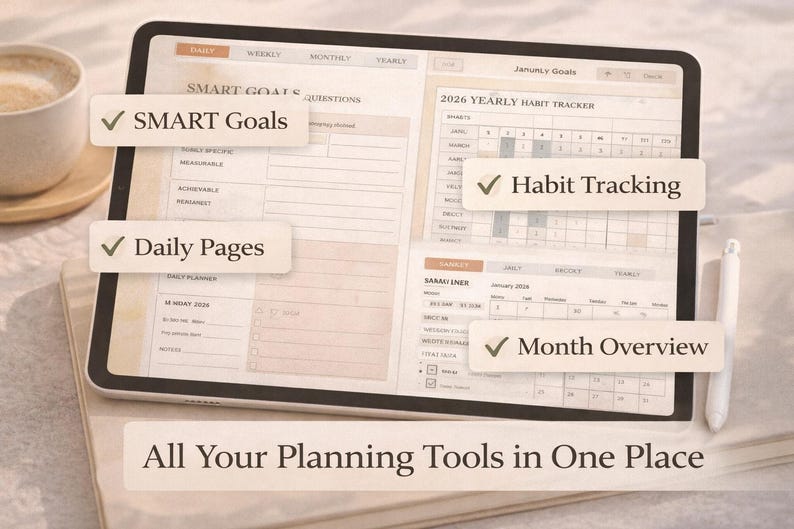 2026 Digital Success Planner PDF, Hyperlinked Goodnotes & Notability ...