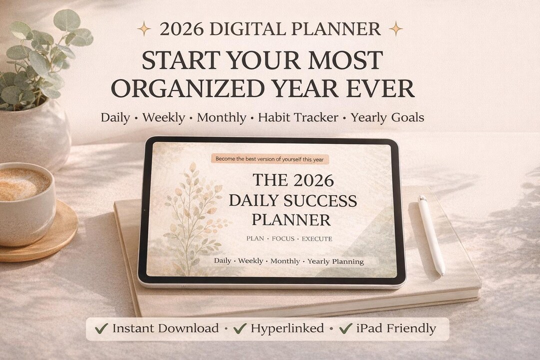 2026 Digital Success Planner PDF, Hyperlinked Goodnotes & Notability ...
