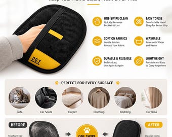 Reusable Pet Hair Remover Brush, Velvet Mesh, Furniture & Car
