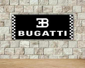 Bugatti Logo Banner, Garage Decor, Car Shop Sign